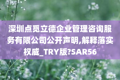 深圳点觅立德企业管理咨询服务有限公司公开声明,解释落实权威_TRY版?SAR56