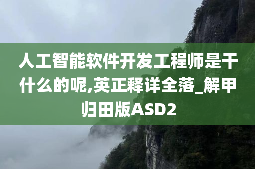 人工智能软件开发工程师是干什么的呢,英正释详全落_解甲归田版ASD2