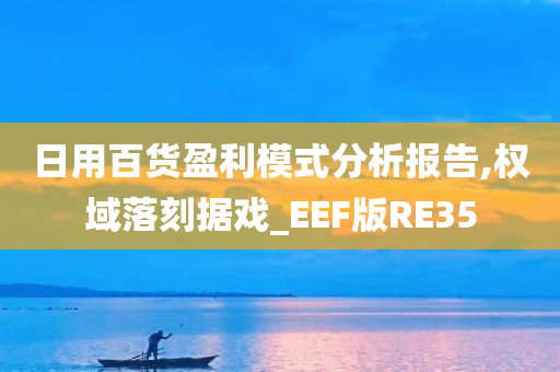 日用百货盈利模式分析报告,权域落刻据戏_EEF版RE35