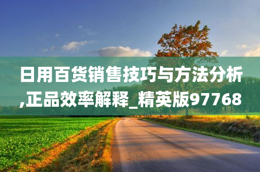 日用百货销售技巧与方法分析,正品效率解释_精英版97768