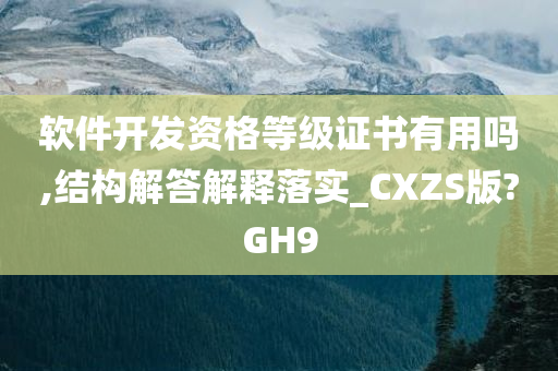 软件开发资格等级证书有用吗,结构解答解释落实_CXZS版?GH9