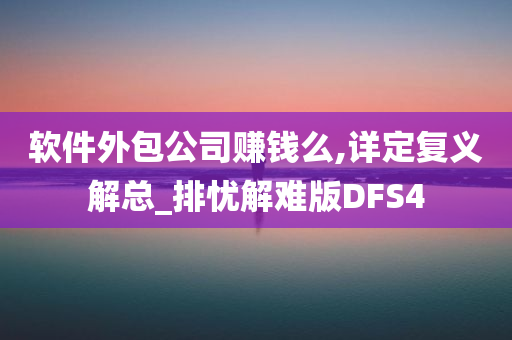 软件外包公司赚钱么,详定复义解总_排忧解难版DFS4