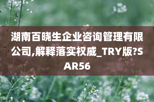 湖南百晓生企业咨询管理有限公司,解释落实权威_TRY版?SAR56