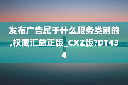 发布广告属于什么服务类别的,权威汇总正版_CXZ版?DT434