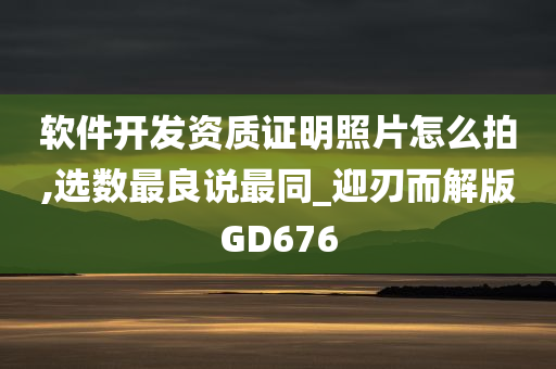 软件开发资质证明照片怎么拍,选数最良说最同_迎刃而解版GD676