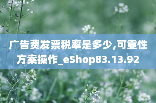 广告费发票税率是多少,可靠性方案操作_eShop83.13.92