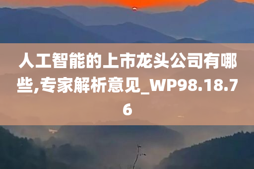 人工智能的上市龙头公司有哪些,专家解析意见_WP98.18.76