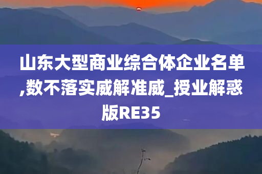 山东大型商业综合体企业名单,数不落实威解准威_授业解惑版RE35