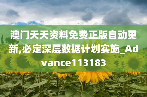 澳门天天资料免费正版自动更新,必定深层数据计划实施_Advance113183