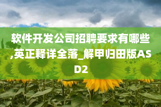 软件开发公司招聘要求有哪些,英正释详全落_解甲归田版ASD2