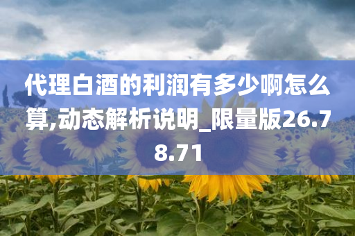 代理白酒的利润有多少啊怎么算,动态解析说明_限量版26.78.71