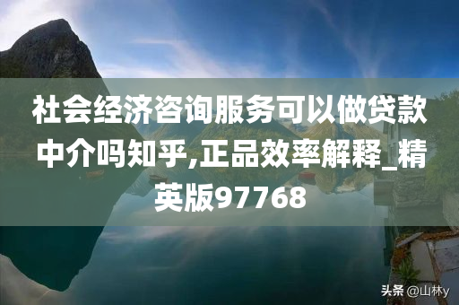 社会经济咨询服务可以做贷款中介吗知乎,正品效率解释_精英版97768