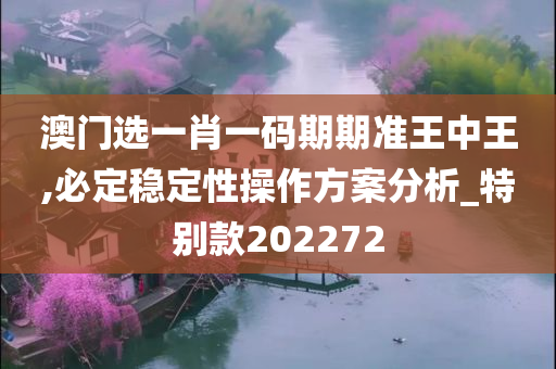 澳门选一肖一码期期准王中王,必定稳定性操作方案分析_特别款202272