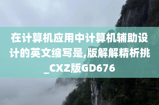 在计算机应用中计算机辅助设计的英文缩写是,版解解精析挑_CXZ版GD676