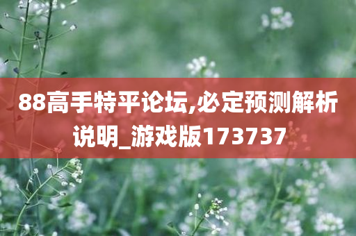 88高手特平论坛,必定预测解析说明_游戏版173737