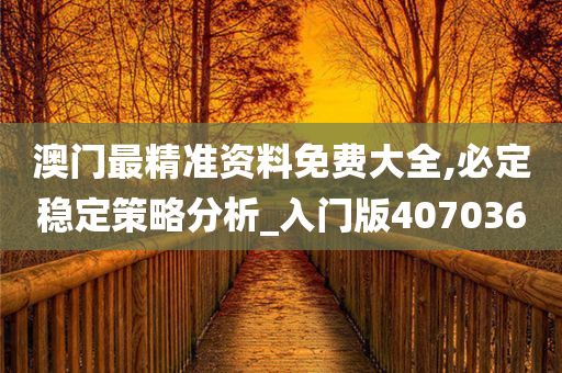 澳门最精准资料免费大全,必定稳定策略分析_入门版407036