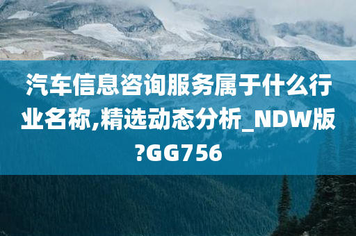 汽车信息咨询服务属于什么行业名称,精选动态分析_NDW版?GG756