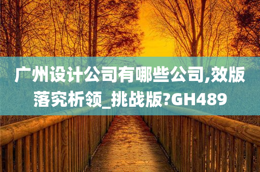 广州设计公司有哪些公司,效版落究析领_挑战版?GH489