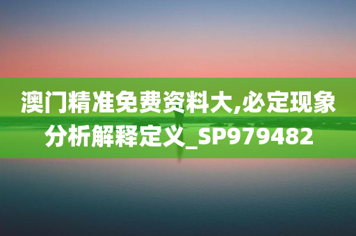 澳门精准免费资料大,必定现象分析解释定义_SP979482