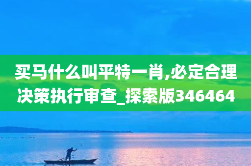 买马什么叫平特一肖,必定合理决策执行审查_探索版346464