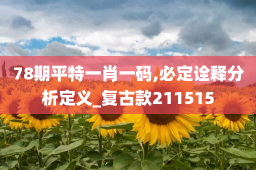 78期平特一肖一码,必定诠释分析定义_复古款211515