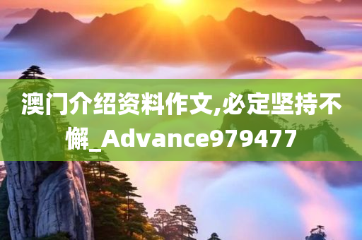 澳门介绍资料作文,必定坚持不懈_Advance979477