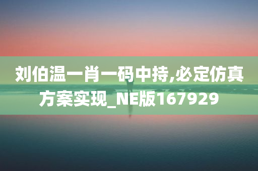 刘伯温一肖一码中持,必定仿真方案实现_NE版167929