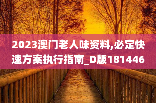 2023澳门老人味资料,必定快速方案执行指南_D版181446