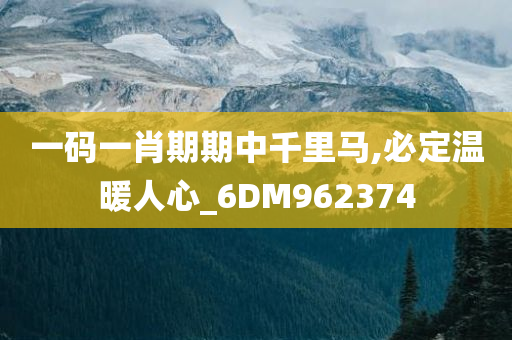 一码一肖期期中千里马,必定温暖人心_6DM962374