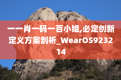 一一肖一码一百小姐,必定创新定义方案剖析_WearOS923214