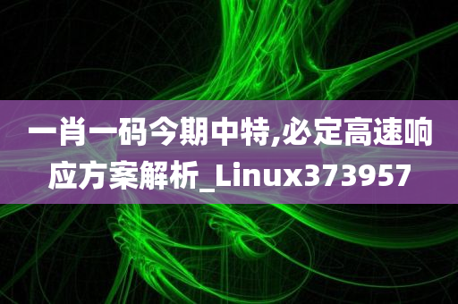 一肖一码今期中特,必定高速响应方案解析_Linux373957