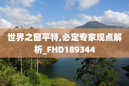 世界之窗平特,必定专家观点解析_FHD189344