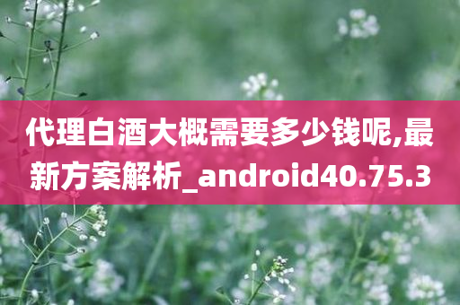 代理白酒大概需要多少钱呢,最新方案解析_android40.75.30