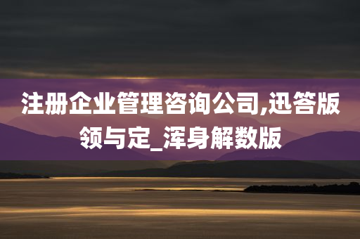 注册企业管理咨询公司,迅答版领与定_浑身解数版