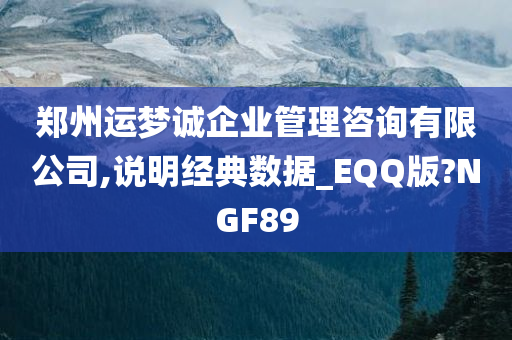 郑州运梦诚企业管理咨询有限公司,说明经典数据_EQQ版?NGF89