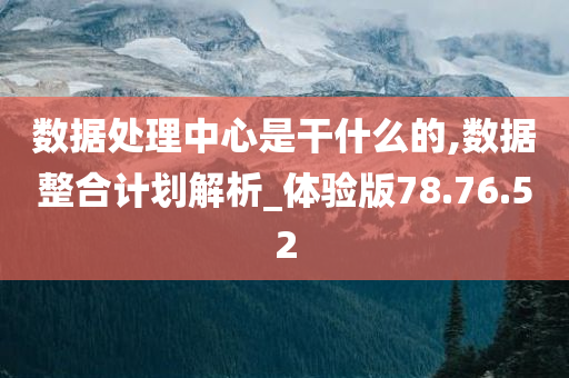 数据处理中心是干什么的,数据整合计划解析_体验版78.76.52