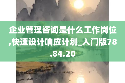 企业管理咨询是什么工作岗位,快速设计响应计划_入门版78.84.20