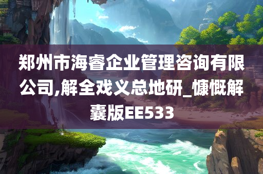 郑州市海睿企业管理咨询有限公司,解全戏义总地研_慷慨解囊版EE533