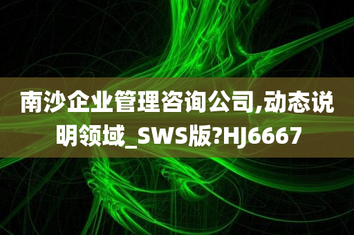 南沙企业管理咨询公司,动态说明领域_SWS版?HJ6667