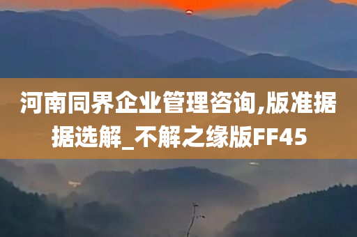 河南同界企业管理咨询,版准据据选解_不解之缘版FF45