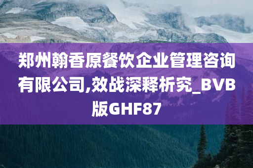 郑州翰香原餐饮企业管理咨询有限公司,效战深释析究_BVB版GHF87