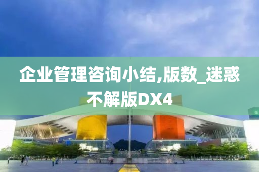 企业管理咨询小结,版数_迷惑不解版DX4