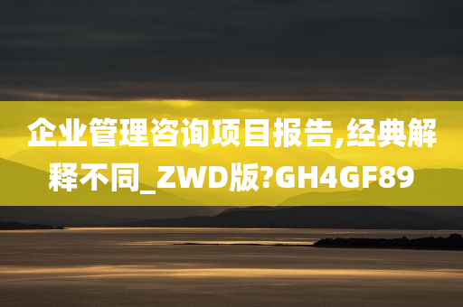 企业管理咨询项目报告,经典解释不同_ZWD版?GH4GF89