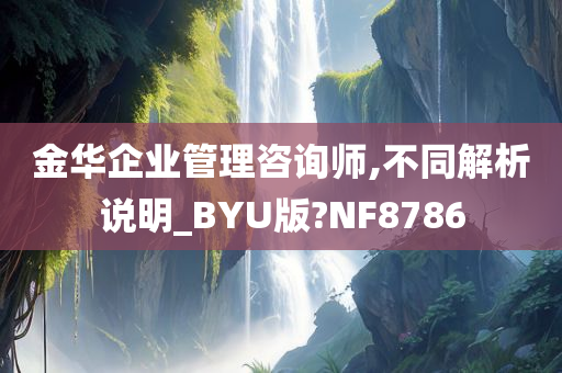 金华企业管理咨询师,不同解析说明_BYU版?NF8786