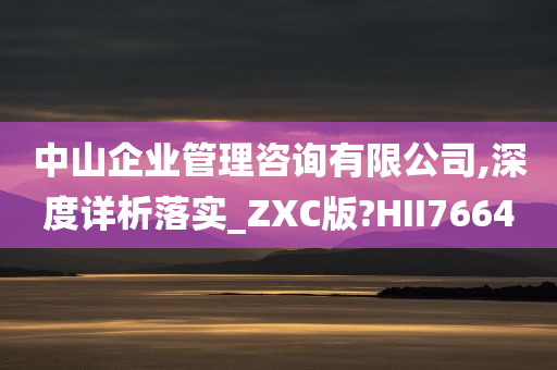 中山企业管理咨询有限公司,深度详析落实_ZXC版?HII7664