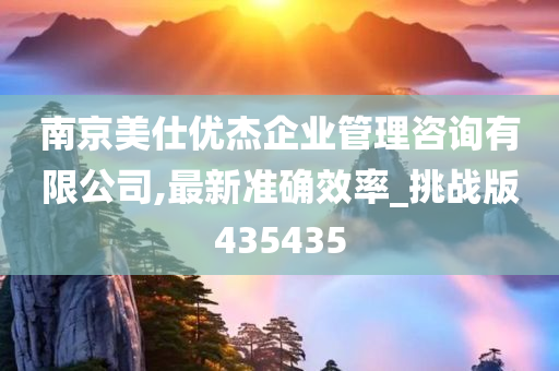 南京美仕优杰企业管理咨询有限公司,最新准确效率_挑战版435435