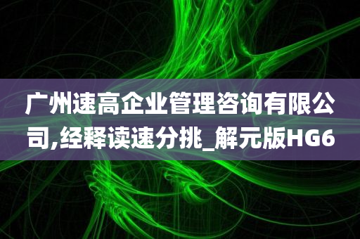 广州速高企业管理咨询有限公司,经释读速分挑_解元版HG6