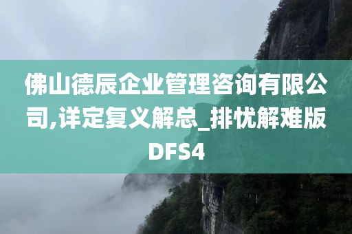 佛山德辰企业管理咨询有限公司,详定复义解总_排忧解难版DFS4