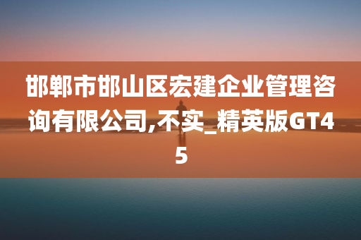 邯郸市邯山区宏建企业管理咨询有限公司,不实_精英版GT45