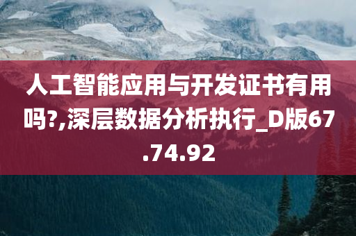 人工智能应用与开发证书有用吗?,深层数据分析执行_D版67.74.92